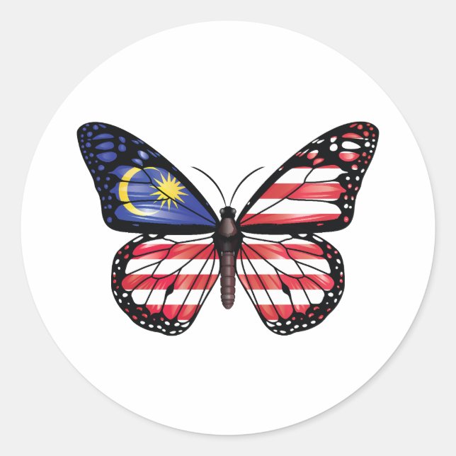 Malaysia butterfly monarch flag classic round sticker (Front)
