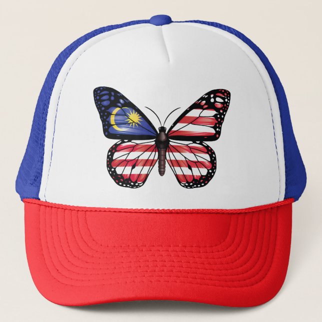Malaysia butterfly monarch flag trucker hat (Front)