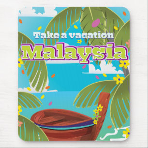 Malaysia cartoon travel poster art. mouse pad