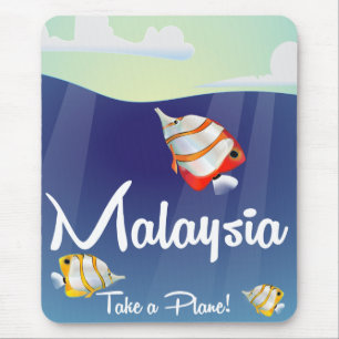 Malaysia Cartoon travel poster Mouse Pad