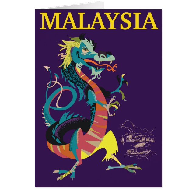 Malaysia Dragon vintage style travel poster (Front)