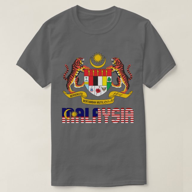 Malaysia Flag and Coat Of Arms Patriotic T-Shirt (Design Front)