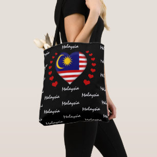 Malaysia Flag & Heart, Malay Flag fashion /sport Tote Bag