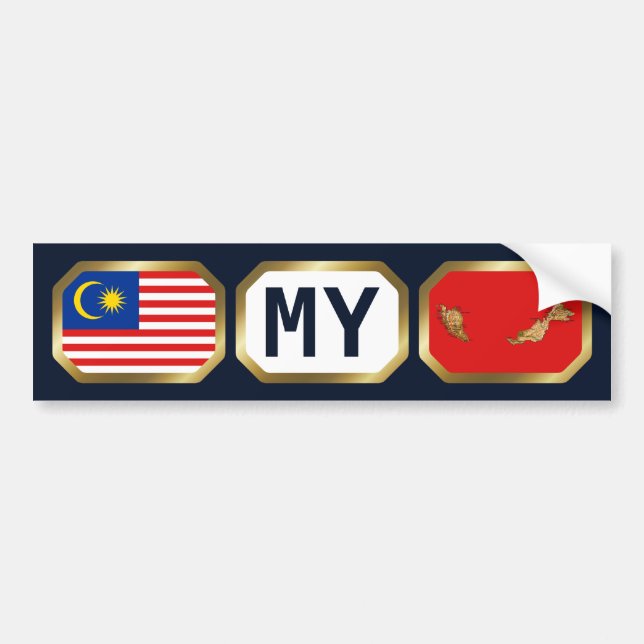 Malaysia Flag Map Code Bumper Sticker (Front)