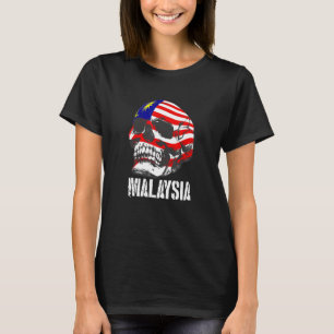 Malaysia Flag Skull Malaysian Pride Patriotic T-Shirt