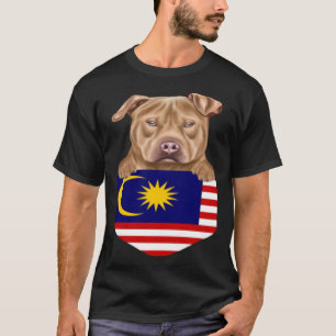 Malaysia Flag Usa Staffordshire Terrier Dog In Poc T-Shirt
