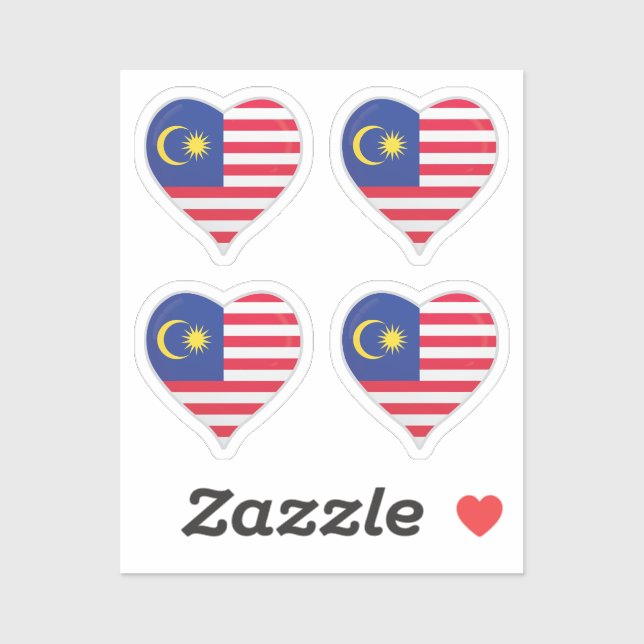 Malaysia love flag pride heart sticker (Sheet)