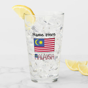 Malaysia Malaysian Flag Black Personalisation Glass