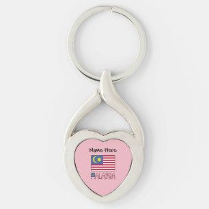 Malaysia Malaysian Flag Black Personalisation Key Ring