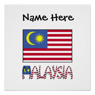 Malaysia Malaysian Flag Black Personalisation Poster