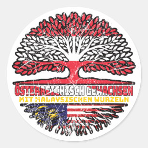 Malaysia Malaysisch Österreichisch Österreich Baum Classic Round Sticker