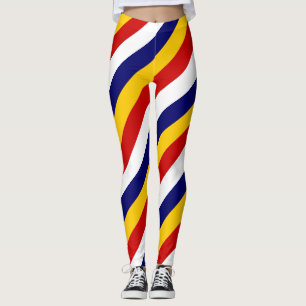 Malaysia National Flag Colours Diagonal Striped Leggings
