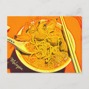Malaysia Prawn Laksa spicy foodie travel print Postcard