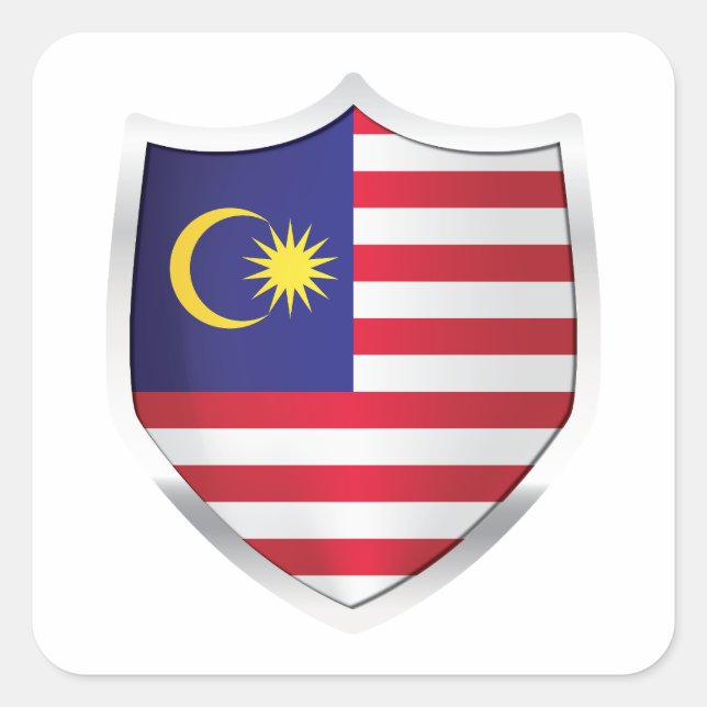 Malaysia Silver Shield Flag Square Sticker (Front)