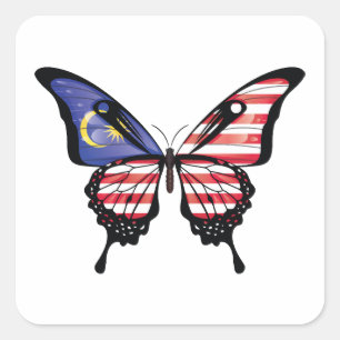 Malaysia Swallowtail Butterfly Flag Square Sticker