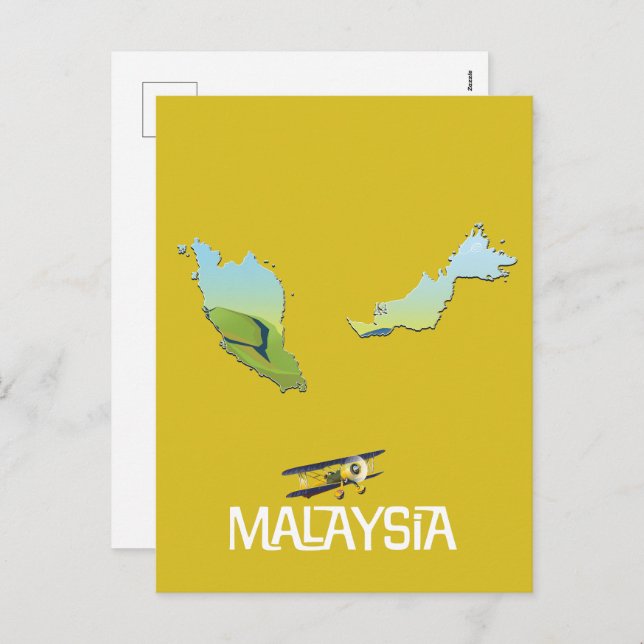 Malaysia Travel map Holiday Postcard (Front/Back)