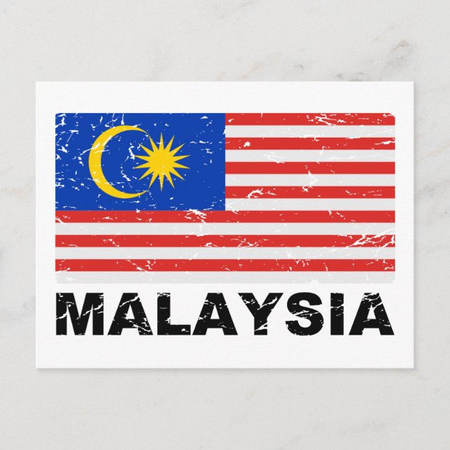 Malaysia Vintage Flag Postcard (Front)