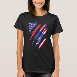 Malaysian American Patriot Grown Heart Flag Stripe T-Shirt