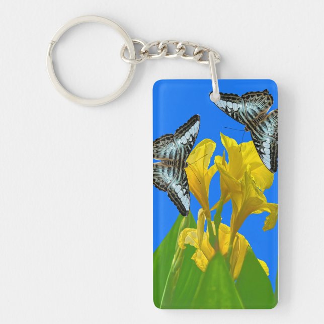 Malaysian blue clipper butterflies Keychain (Front)