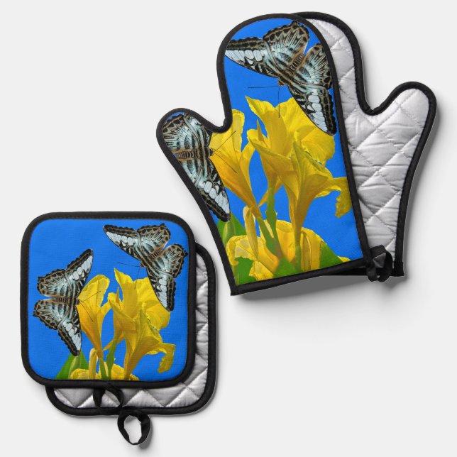 Malaysian blue clipper butterflies Latin name part Oven Mitt & Pot Holder Set (Front/Back)