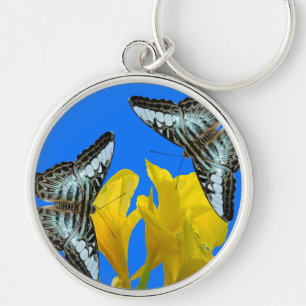 Malaysian blue clipper butterflies on Canna King  Key Ring