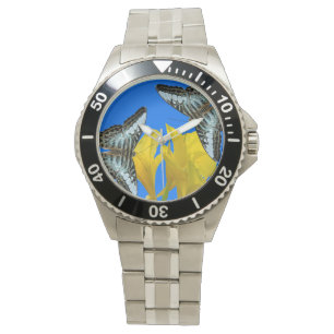 Malaysian blue clipper butterflies on Canna King Watch