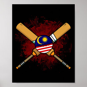 Malaysian Cricket Racket And Ll Flag Of Malaysia Poster
