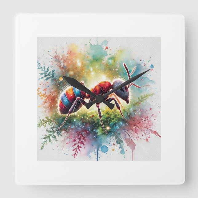 Malaysian exploding ant 221024AREF132 - Watercolor Square Wall Clock (Front)