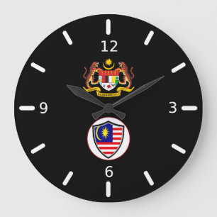 Malaysian flag-coat arms large clock