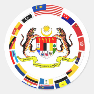 Malaysian Flags with Arms Classic Round Sticker