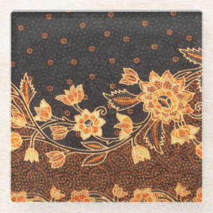 Malaysian Indonesian Batik Art Beauty Glass Coaster