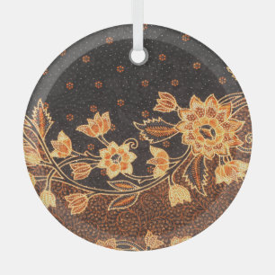 Malaysian Indonesian Batik Art Beauty Glass Tree Decoration