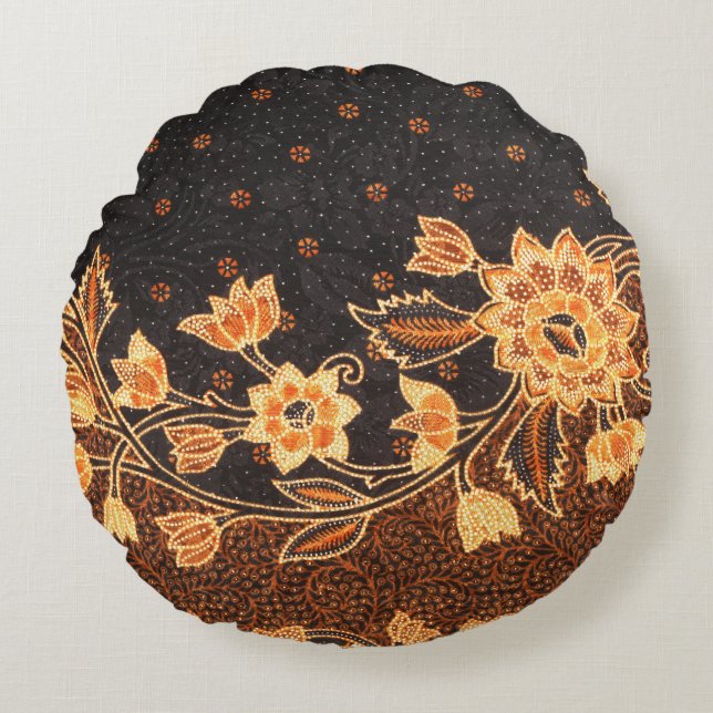 Malaysian Indonesian Batik Art Beauty Round Cushion (Front)