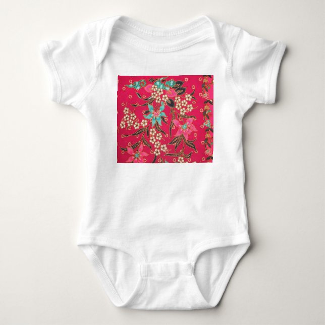 Malaysian Indonesian Batik Art Pattern Baby Bodysuit (Front)