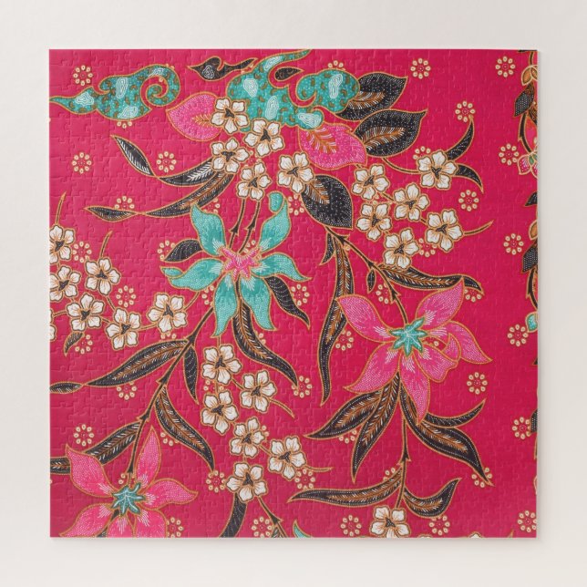 Malaysian Indonesian Batik Art Pattern Jigsaw Puzzle (Vertical)