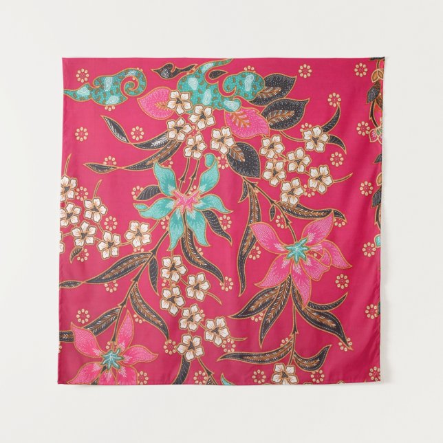 Malaysian Indonesian Batik Art Pattern Tapestry (Front)