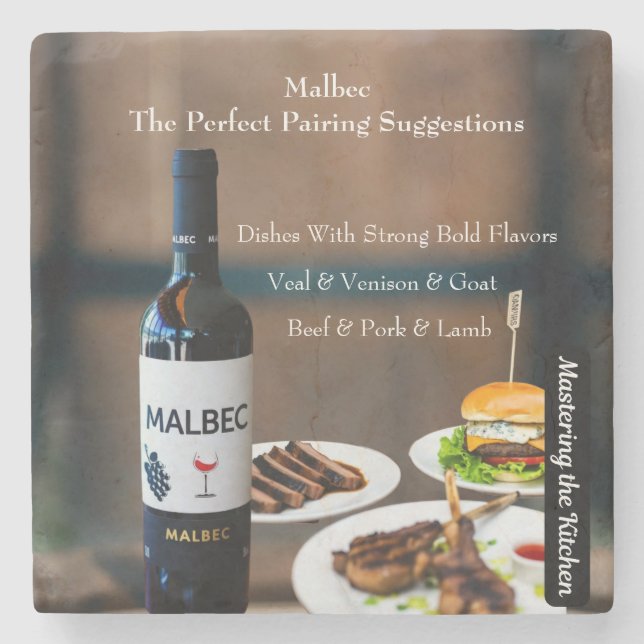 Malbec Wine Pairing Guide/Mastering the Kitchen Stone Coaster (Front)
