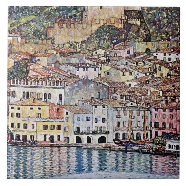 Malcesine at Lake Garda, Gustav Klimt Tile (Front)