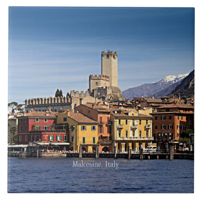 Malcesine, Italy scenic landscape Tile (Front)