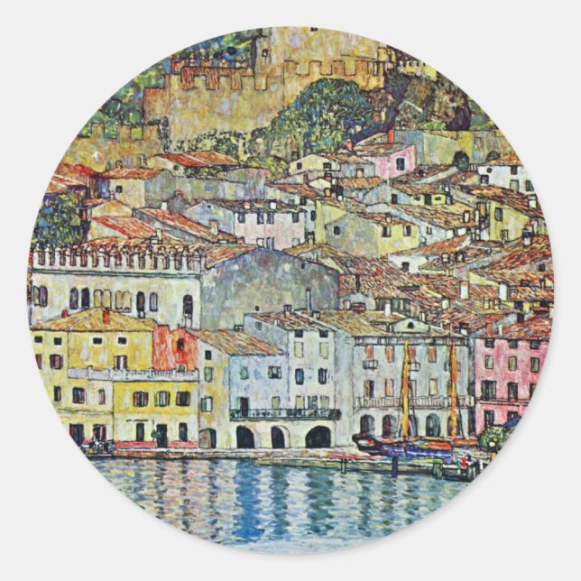 Malcesine on Lake Garda By Gustav Klimt Classic Round Sticker (Front)