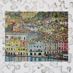 Malcesine on Lake Garda By Gustav Klimt Jigsaw Puzzle<br><div class="desc">Malcesine on Lake Garda (1913) by Gustav Klimt is a vintage Victorian Era Art Nouveau fine art symbolism painting. A beautiful view of the Italian city of Malcesine with buildings and houses on the edge of the harbour. The homes and boats cast a reflection in the calm water. You can...</div>