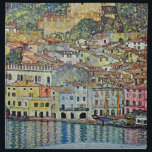 Malcesine on Lake Garda By Gustav Klimt Napkin<br><div class="desc">Malcesine on Lake Garda (1913) by Gustav Klimt is a vintage Victorian Era Art Nouveau fine art symbolism painting. A beautiful view of the Italian city of Malcesine with buildings and houses on the edge of the harbour. The homes and boats cast a reflection in the calm water. You can...</div>