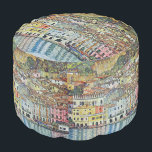 Malcesine on Lake Garda By Gustav Klimt Pouf<br><div class="desc">Malcesine on Lake Garda (1913) by Gustav Klimt is a vintage Victorian Era Art Nouveau fine art symbolism painting. A beautiful view of the Italian city of Malcesine with buildings and houses on the edge of the harbour. The homes and boats cast a reflection in the calm water. You can...</div>
