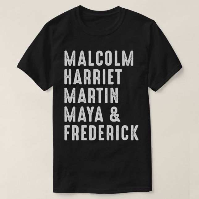 Malcolm Harriet Martin Maya Frederick Black Leader T-Shirt (Design Front)
