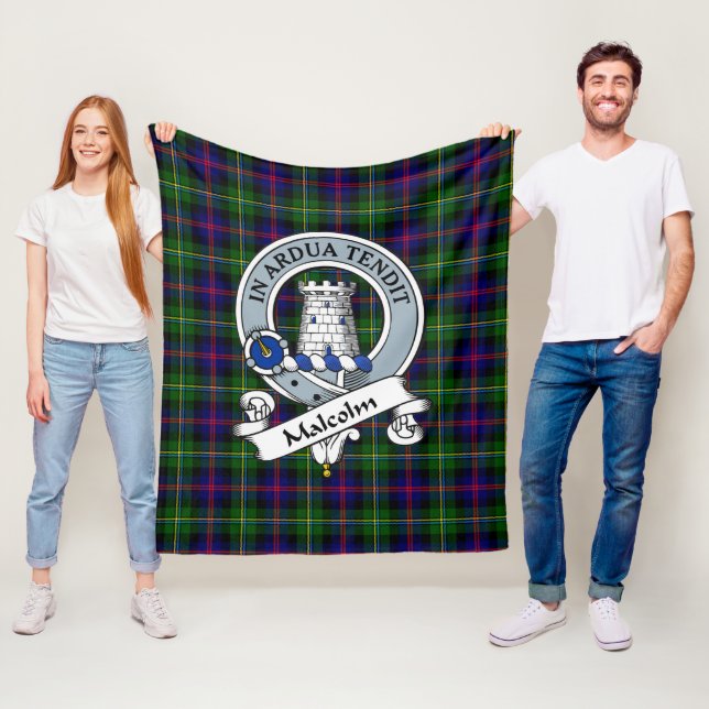 Malcolm Moderm Clan Badge Tartan Plaid Fleece Blanket (In Situ)