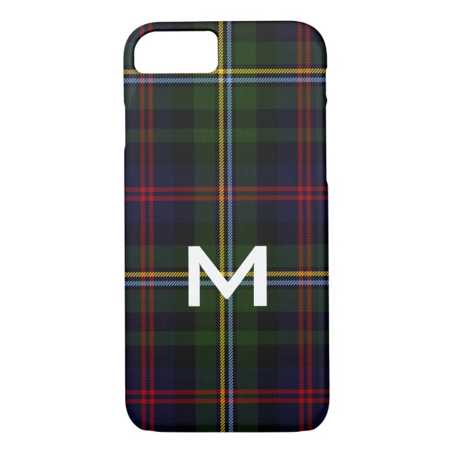 Malcolm Monogrammed Tartan Plaid iPhone 8 Case (Back)