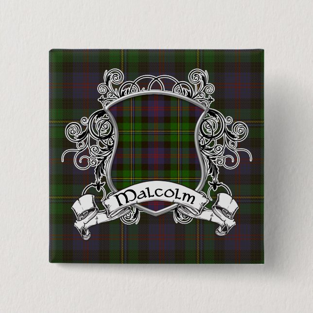 Malcolm Tartan Shield 15 Cm Square Badge (Front)