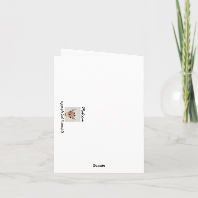 Malcom note card with blank interior for messages. (Back)