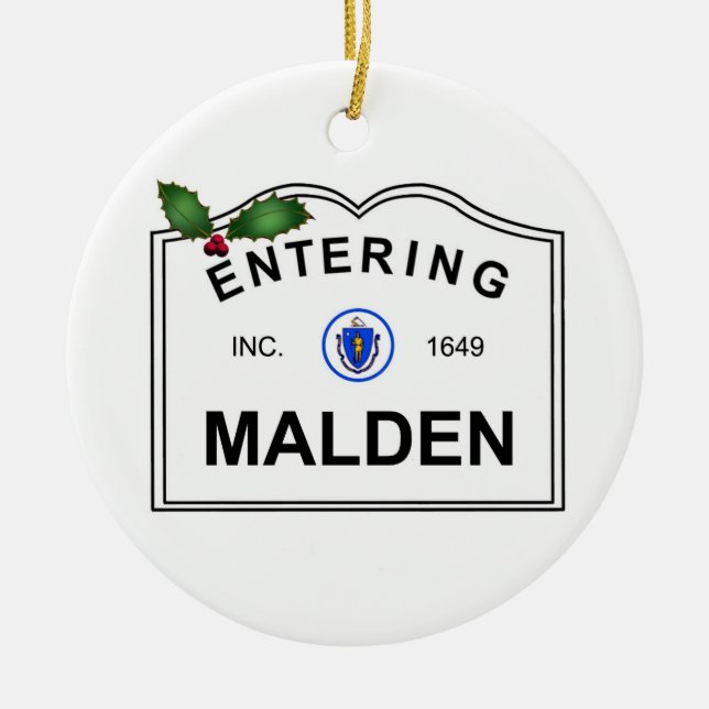 Malden MA Ceramic Tree Decoration (Front)