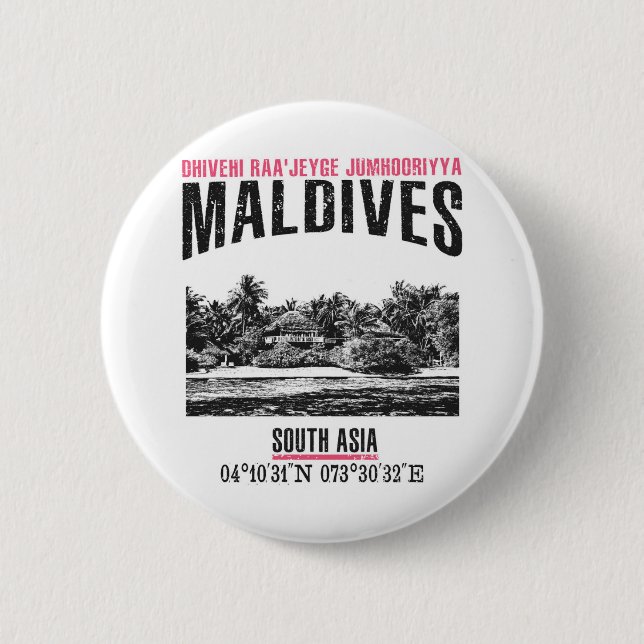 Maldives 6 Cm Round Badge (Front)
